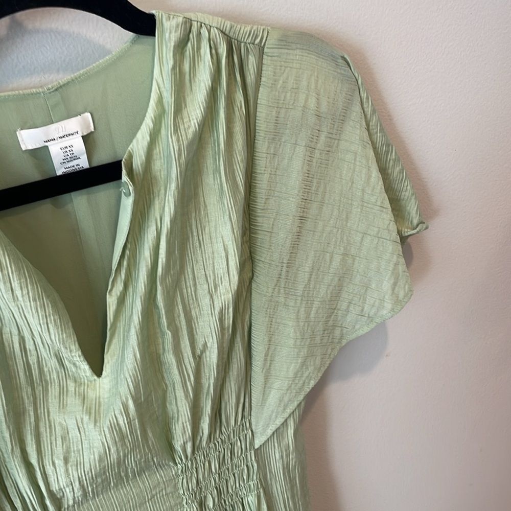 H&M Light Green Crinkled Dress Mama - Picture 7 of 8